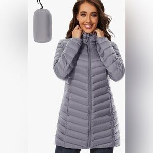 ANOTHER CHOICE Puffer Jacket Hooded Warm Lightweight Packable Quilted long Coat